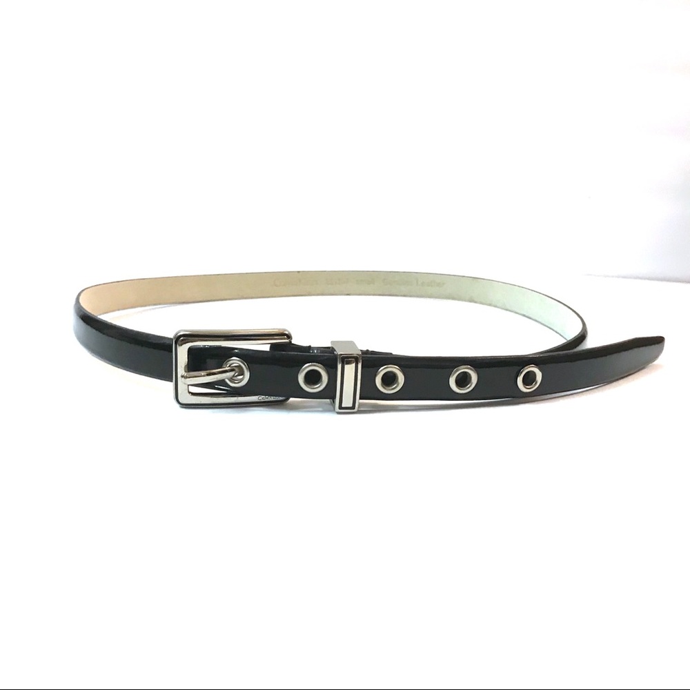 Calvin Klein Patent Leather Skinny Belt